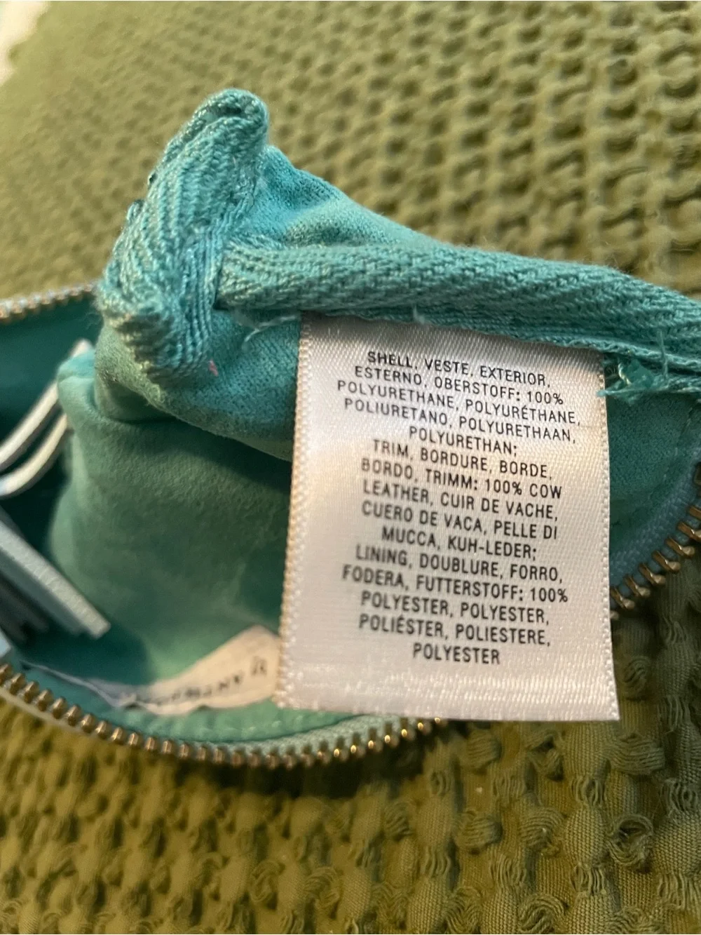 Anthropologie Aquamarine Leather Tassel Zip Pouch
